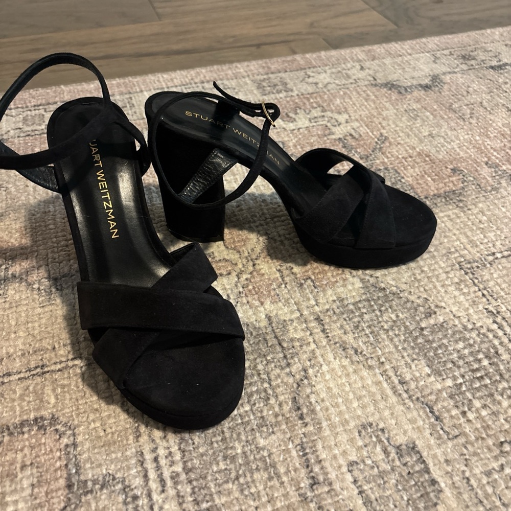 Stuart Weitzman Black Strappy Heels
